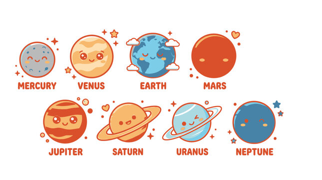 Planets in our solar system.