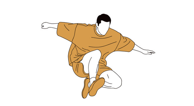 Dynamic martial artist illustration in action showcasing balance and athletic pose