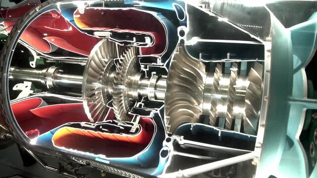 Close-up of the inside of an engine in slow motion.