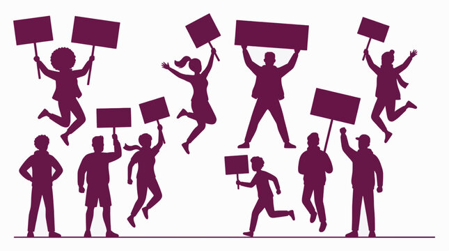 Protest Crowd Silhouette Vector Illustration Demonstration Business Ready Commercial Use