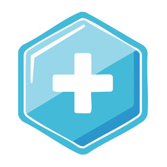 Fototapeta premium Blue shield with white plus sign icon