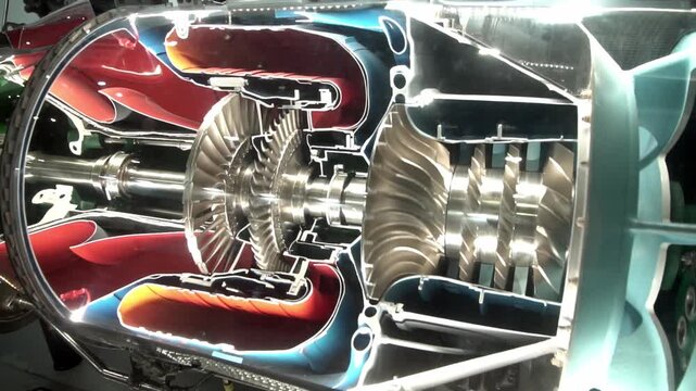Close-up of the inside of an engine in slow motion.