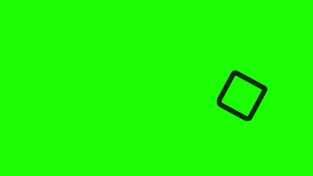 High bouncing black square outline animation on green screen background.