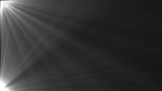 Abstract Bright Light Rays from Corners on Dark Background, Glowing Spotlight Beam Effect, Dramatic Illumination, Radiant Light Background.