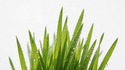 Fototapeta premium Green grass blades with water droplets