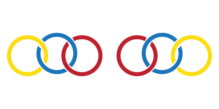 Abstract shape for branding, logotype design. Three circles in chain, triple infinity. Three Circle Logo.