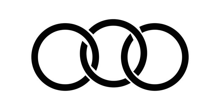 Abstract shape for branding, logotype design. Three circles in chain, triple infinity. Three Circle Logo.