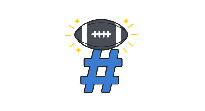 American football hashtag sports symbol.