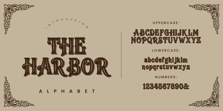THE HARBOR Alphabet Font Set Bold Retro Display Typography