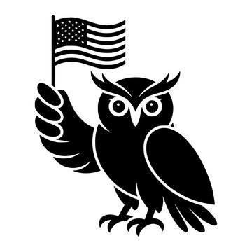 Owl Holding Flag