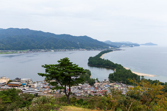 Japan Amanohashidate Sandbar from high hill