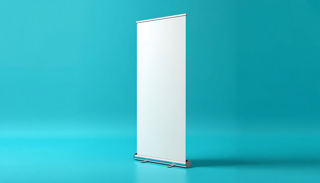 Rollup banner standee mockup cyan color background (1)
