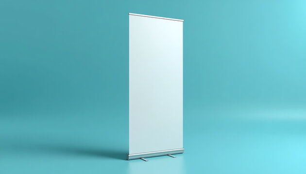 Rollup banner standee mockup cyan color background (1)