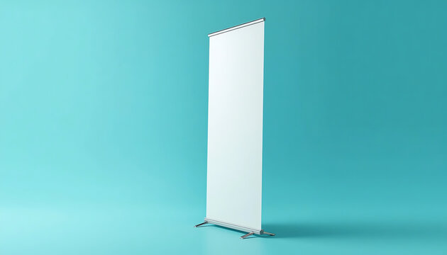 Rollup banner standee mockup cyan color background (1)