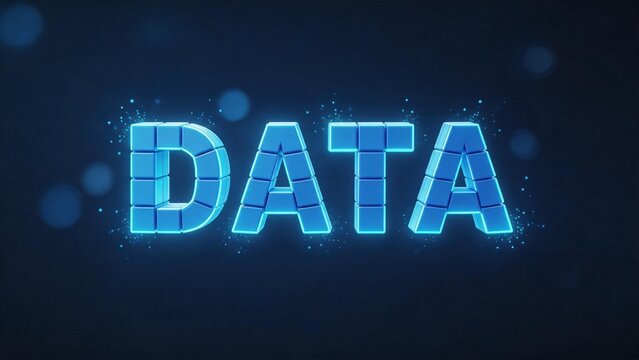 Blue glowing data text on dark background