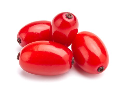 Ultra-realistic studio of fresh barberry berries in a white background, white bowl
