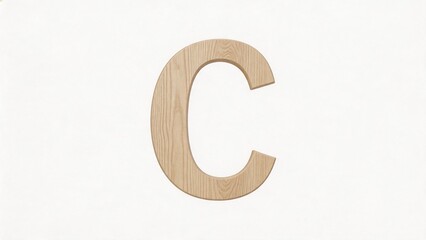 Wooden letter C on white background