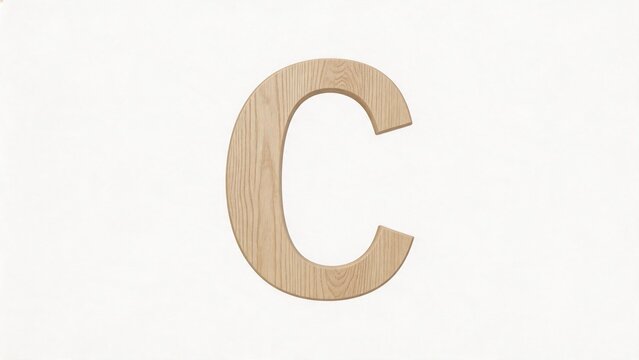 Wooden letter C on white background