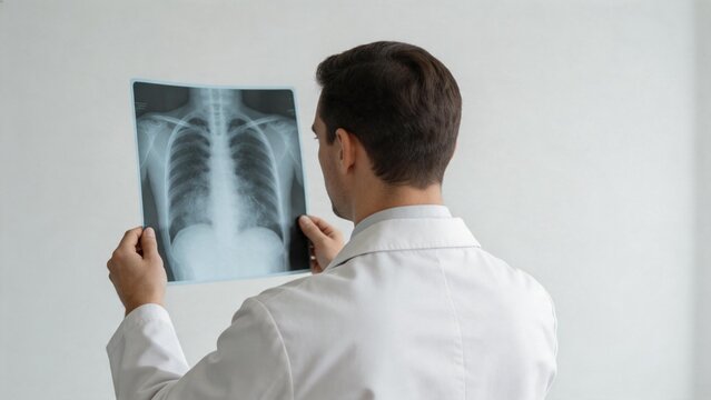 Doctor examining a chest Xray