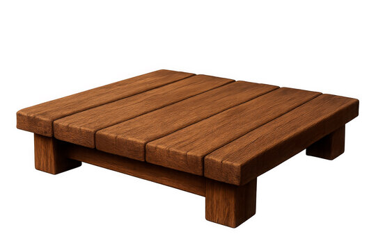 Wooden outdoor step stool or platform with slatted top and sturdy legs