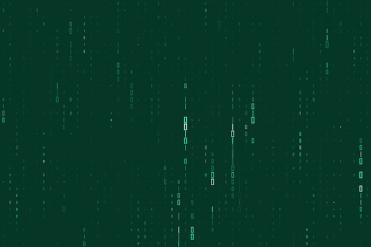 Digital Binary Code Rain Background with Falling Green Matrix Data Streams for Cyber Security and Technology Concepts