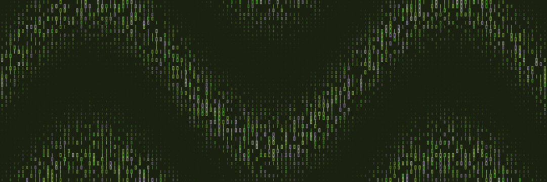 Digital Binary Code Wave Background with Green Matrix Data Stream for Cyber Security and Technology Concepts