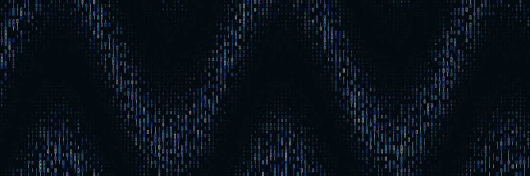 Abstract Digital Wave Background with Blue Pixelated Data Streams for Technology and Cyber Security Concepts