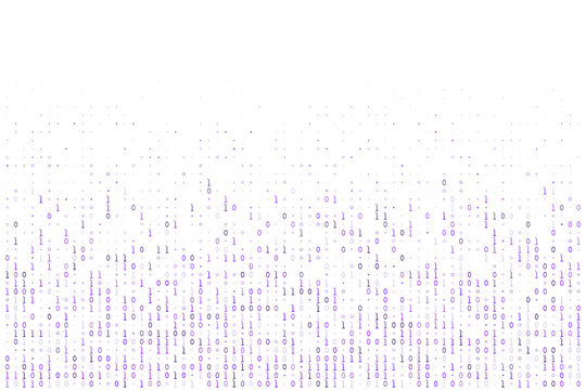 Abstract Binary Code Background with Digital Data Stream and Purple Gradient for Technology and Cyber Security Concepts