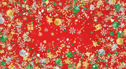 Festive Christmas Holiday Background with Ornaments and Snowflakes. © Haroh