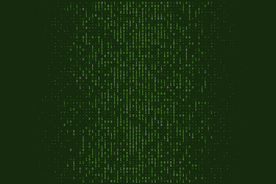 Green Binary Code Background Representing Digital Data Streams and Cyber Security Technology Concept