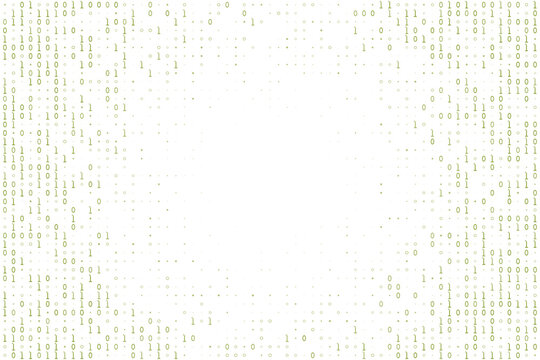 Binary Code Background with Central White Space for Copy Text Digital Data Stream Abstract Technology Concept