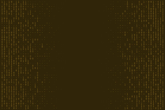 Abstract Binary Code Background with Digital Data Streams and Empty Center Space for Technology Concepts