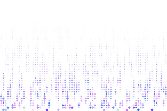 Abstract Digital Pixel Rain Background with Fading Blue and Purple Square Particles for Modern Technology Design