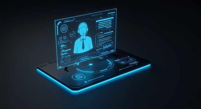 Interface futurista exibindo dados digitais e informa&ccedil;&otilde;es de perfil do usu&aacute;rio