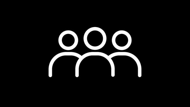 Minimalist black and white set of three sheep in a row isolated on dark background