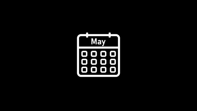 Minimalist digital calendar interface displaying may month with date grid and navigation buttons