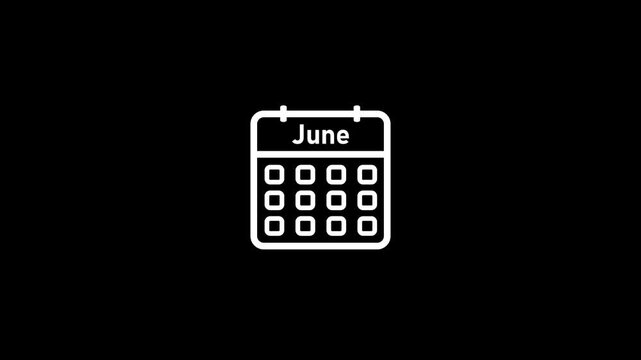 Minimalist digital calendar display june month view with date grid and navigation buttons