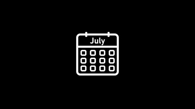 Minimalist july calendar digital black background modern typography