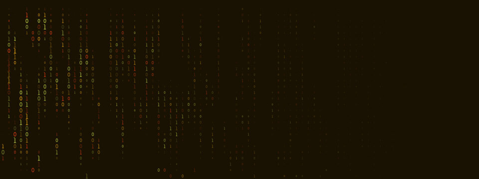Abstract Digital Binary Code Rain Background with Golden Data Stream for Cyber Security and Technology Concepts