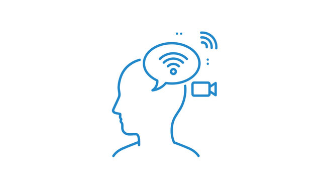 Person with speech bubble and camera.