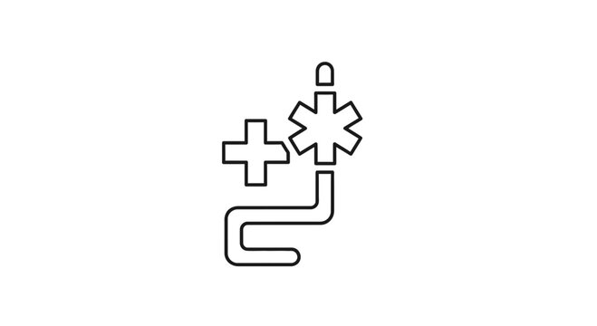 Medical symbol with cross and gear.