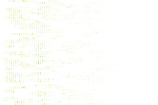 Abstract Binary Code Background with Green and Yellow Digital Data Stream for Technology and Software Development