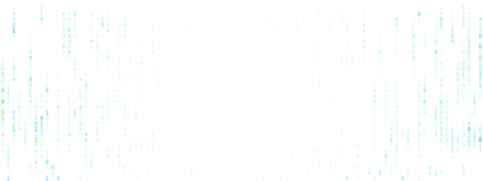 Digital Binary Code Rain Background with Blue and Green Data Streams for Technology and Cyber Security Concepts