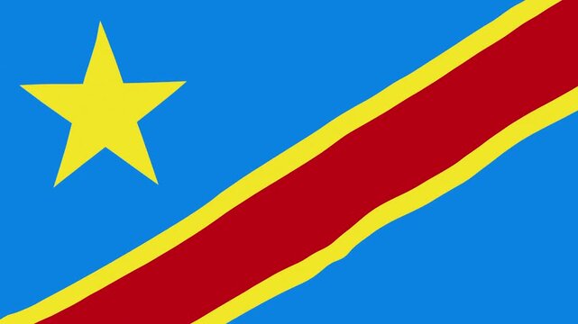 Waving Congo National Flag 2D animation loop. Flat Color Flag Animation. Perfect for Education, Sports or Travel Projects.