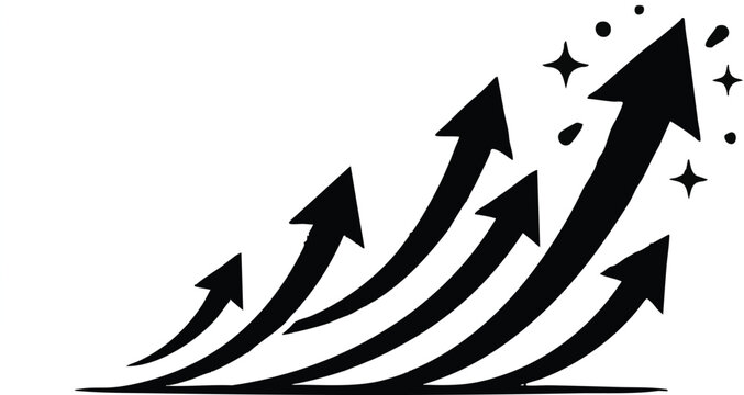 Arrows rising with sparkling star accents symbolize exceptional achievement and the successful realization of high-impact business objectives within a competitive commercial landscape.