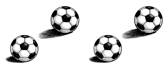 Ilustración vectorial de balón de fútbol con líneas de movimiento y sombra aislado en blanco. Dibujo a mano de balón en estilo de borrador doodle y grunge. Ícono de fútbol soccer para diseños gráficos © The Portfolio