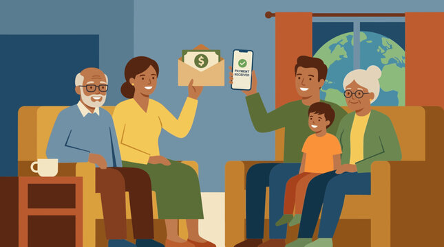 Family Portrait Celebrating Receipt of Overseas Remittance Payment