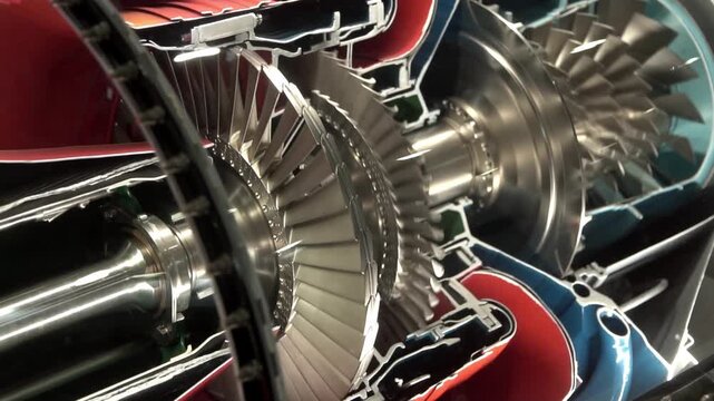 Close-up of the inside of an engine in slow motion.