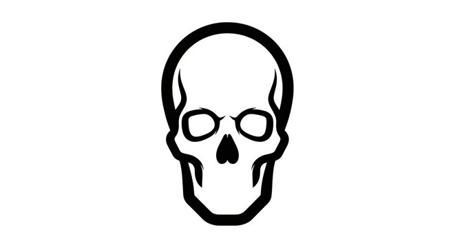 Stylized human skull outline icon illustration. Danger, death, and warning symbol. Minimalist black and white design.