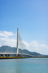 Obraz premium Suspension bridge in Tamsui Taipei city